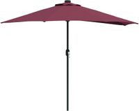 vidaXL Stokparasol 294 x 150 x 224 cm Polyester en Staal Bordeauxrood