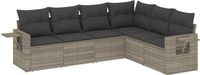 vidaXL 6-delige Loungeset met kussens, polyrattan, lichtgrijs