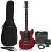 Gear4music Brooklyn Linkshandige Elektrische Gitaar + 15 W Versterkerpakket, Rood