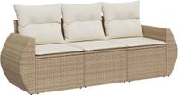 vidaXL 3-delige Loungeset met kussens, polyrattan, beige