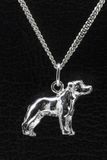 MOOYE ® - Collectie Zilveren Staffordshire bull terrier oren ongecoupeerd ketting hanger - groot