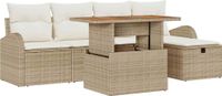 vidaXL - Tuinbank - Set - met - kussen - met - opslag - 6 - pcs - Beige - poly - rattan