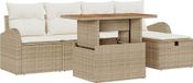 vidaXL - Tuinbank - Set - met - kussen - met - opslag - 6 - pcs - Beige - poly - rattan