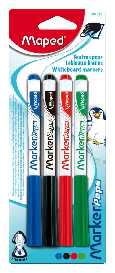 Maped 741312 - Markeerstiften - 4 stuks - Zwart, Blauw, Groen, Rood