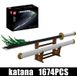 Wado Ichimonji - Model 10258 - Katana japonais en kit de construction - Petites briques de construction - Plastique - Dès 14 ans