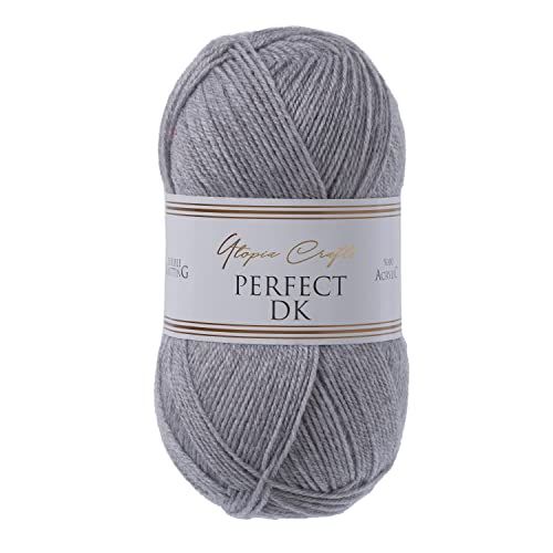 Utopia Crafts DK Dubbel Breigaren - 100g - Lichtgrijze Heather - 5060967564095