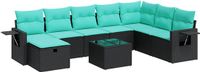 vidaXL 9-delige Loungeset met kussens, polyrattan, zwart