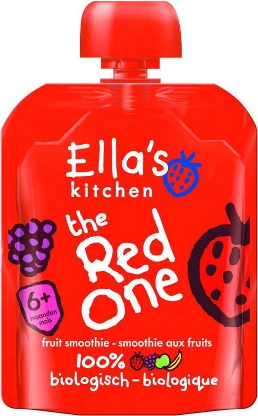 Ella's Kitchen Knijpzakje Fruit Smoothie 6+ m Banaan Aardbei Appel Framboos Watermeloen 90 gr