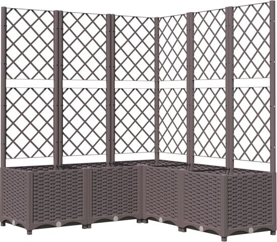 vidaXL Plantenbak met latwerk 120x120x136 cm polypropeen bruin