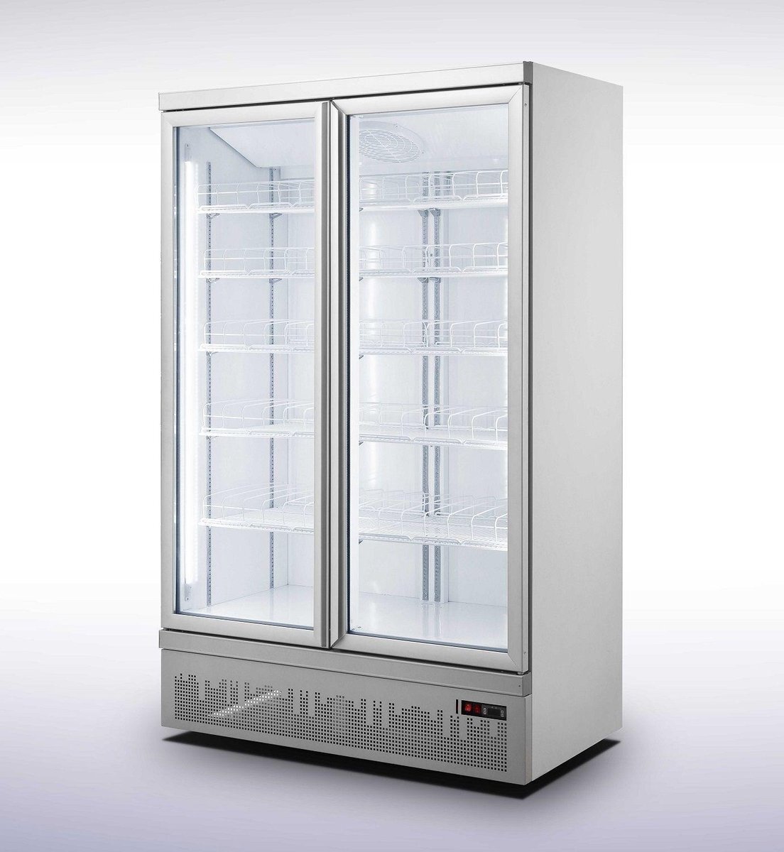 - Professionele Display koelkast | 2 glasdeuren | 1000 L | zilver | | 7455.2200 | Horeca grijs