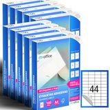 M-office Zelfklevende etiketten, A4, compatibel met labelprinter, witte stickers voor dagelijks gebruik, zelfklevend papier om te bedrukken, stickers om te beschrijven (44 per vel, 1000 uur)