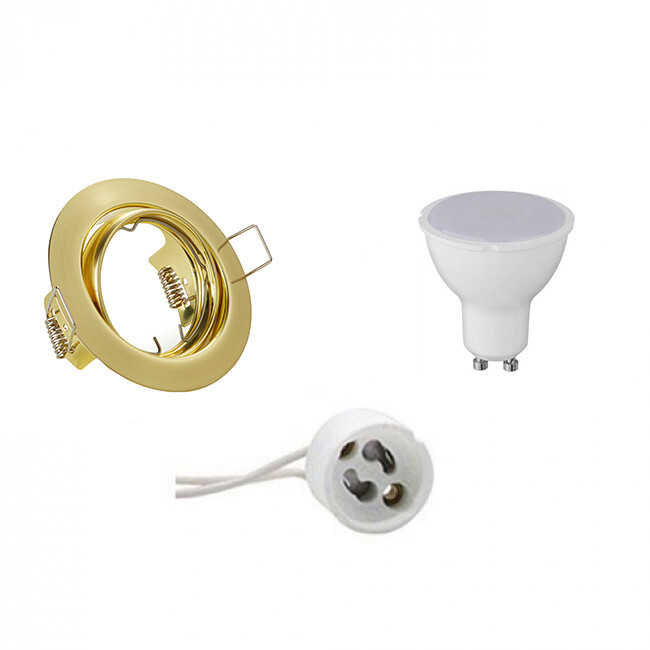 BES LED LED Spot Set - Trion - GU10 Fitting - Inbouw Rond - Mat Goud - 4W - Helder/Koud Wit 6400K - Kantelbaar Ø83mm