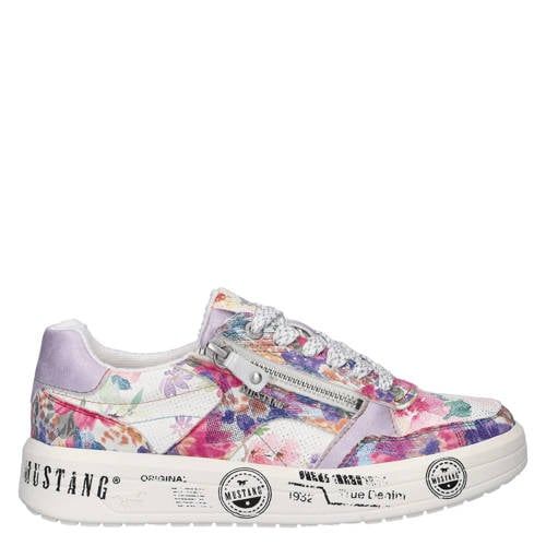 Mustang leren sneakers lila/wit