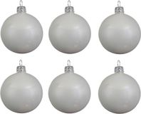Decoris Kerstballen set - 6x stuks - wit - glas - 6 cm - glans