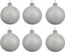 Decoris Kerstballen set - 6x stuks - wit - glas - 6 cm - glans