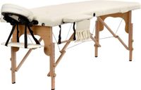 Viking Choice AP Onderdelen B.V. Houten massagetafel - 2 verstelbare segmenten - crème ECO-leer - 216 cm lang