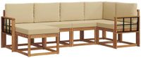 vidaXL Hoek loungeset 6-delig Natuurlijk en Beige Acacia Hout