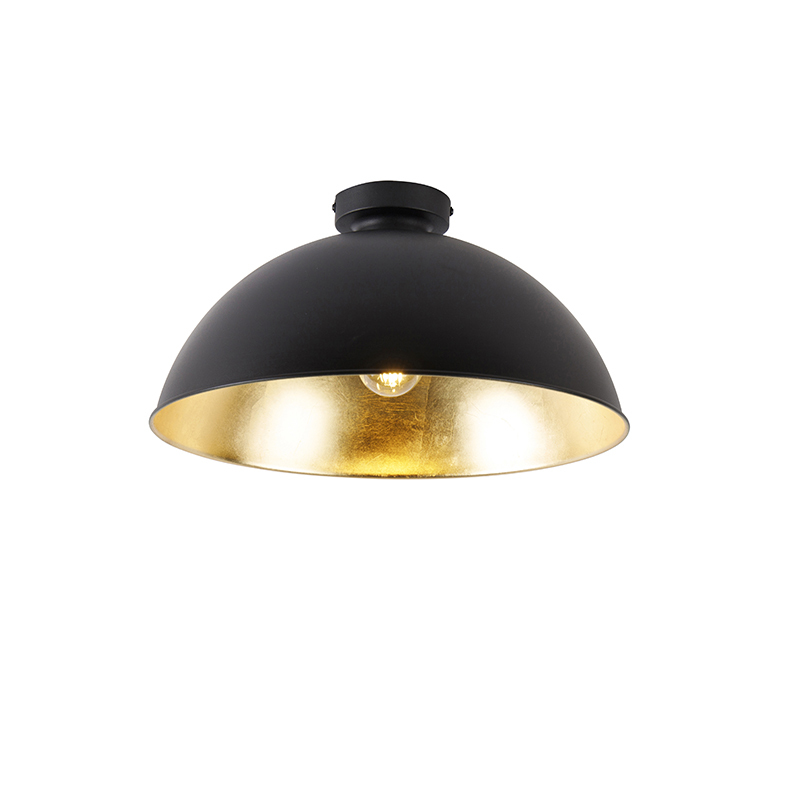 QAZQA IndustriÃ«le plafondlamp 42 cm zwart met goud - Magnax