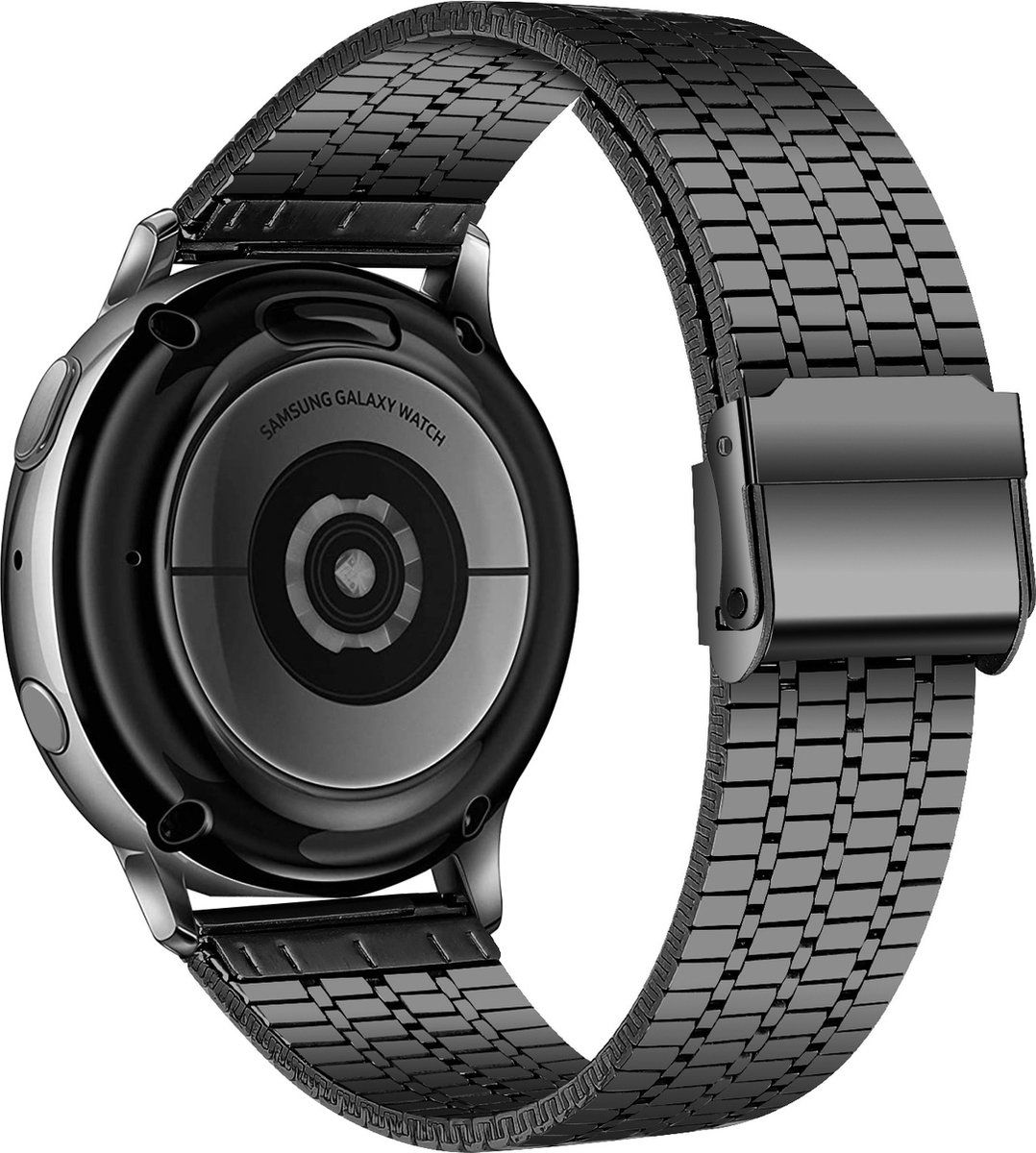 Strap-it Luxe stalen bandje 22mm - zwart - smartwatch bandje