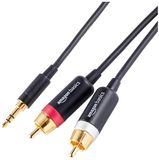 Amazon Basics 3,5 Aux naar 2 RCA-adapter, audiokabel voor versterkers, actieve luidsprekers met vergulde stekkers, zwart, 4,50 meter