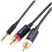 Amazon Basics 3,5 Aux naar 2 RCA-adapter, audiokabel voor versterkers, actieve luidsprekers met vergulde stekkers, zwart, 4,50 meter