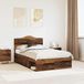 vidaXL Bedframe met hoofdeinde Oudhout 135 x 190 cm Massief grenenhout