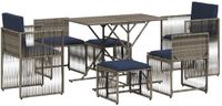 vidaXL 7-delige tuineetset met kussens grijs polyrattan