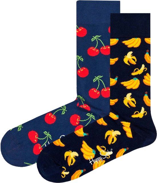 Happy Socks 2 paar sokken - Heren & Dames - Maat 36-40 - eten, fruit, kers
