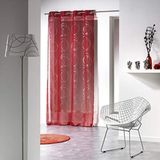Douceur D'Intérieur - 1623656, Gordijn met Osen, 140 x 240 cm, Bully, Voile bedrukt zilver, rood