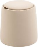 TRUUSK Ronde Zitkruk met Opbergruimte - Beige Fluweelachtig - Ø44cm x 47,5cm - Bijzettafel met Afneembare Deksel