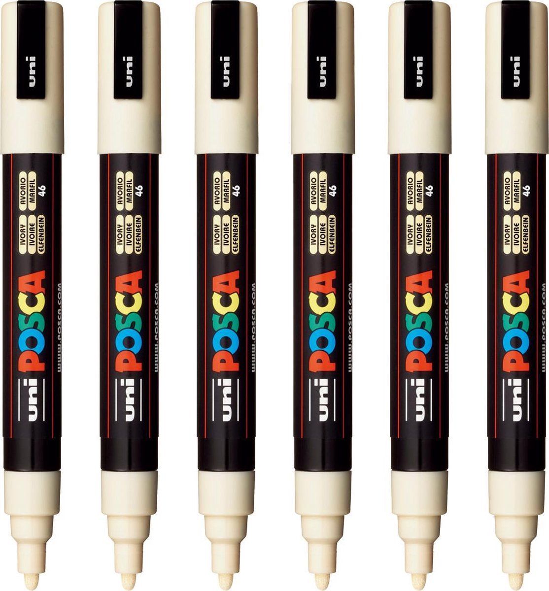 Posca Stiften PC-5M Medium Tip - Ivoor wit - 6 stuks