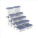 Rotho DOMINO - set voorraadbussen en strooibussen 24-delig - vaatwasser bestendig - blauw