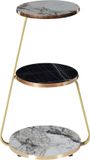 en.casa Bijzettafel Sipoo 74x46x37cm marmer wit en marmer zwart