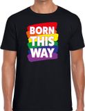 Bellatio Decorations Shoppartners Bv Gay Pride Born This Way T-shirt - Zwart Regenboog Shirt voor Heren - Maat XL