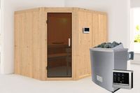 Karibu Malin Sauna Antracietglas Biokachel 9 kW Externe Bediening