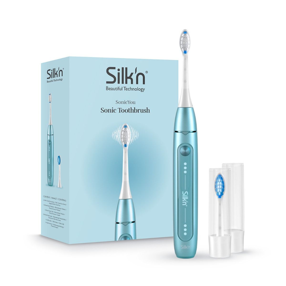 Silk'n SonicYou Elektrische Tandenborstel - Licht Blauw - Voor Volwassenen - 3 Modi - 2 Opzetborstels