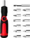 Tournevis à cliquet - Jeu d'outils multifonctions - Pour effectuer des travaux - 14 embouts interchangeables - 22,5 cm de longueur - Gris