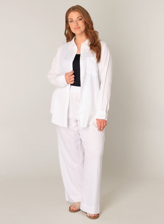 BASE LEVEL CURVY Yaella Shirts - Natural White - maat 2(50)
