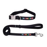 Fisura - Set van halsband en riem voor kleine en middelgrote honden met het opschrift "I'm The Boss", verstelbare halsband en riem voor honden, van nylon.