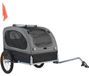 Chien remorque de vélo - Modèle pliable - Capacité de charge 40 kg - Cadre en acier au carbone - Tissu Oxford 600D - Dimensions 144 x 72 x 78 cm - Noir/Gris