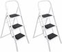 Merkloos Inklapbare keukentrap - 2x stuks - wit/zwart - 3 treden - 105 cm - huishoudtrap - opvouwbaar