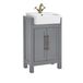 Hudson Reed Meuble de salle de bain - Meuble lavabo gris clair 55cm avec lavabo | Poignées classiques en laiton brossé | Warwick