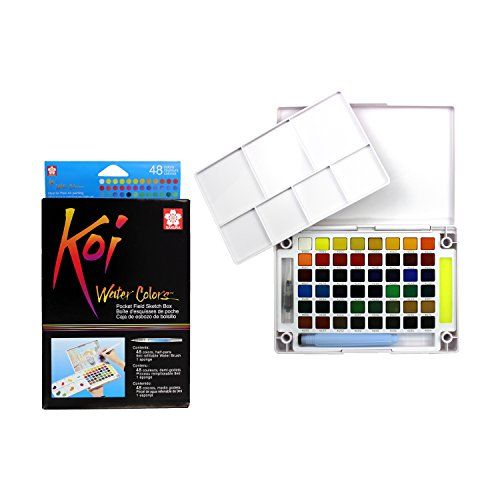 Sakura Aquarelverf Set - 48 Kleuren - Kunststof Doos - Navulbare Kwast