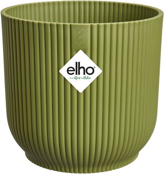 Elho Vibes Fold Rond 22 - Bloempot voor Binnen - 100% Gerecycled Plastic - Ø 22.0 x H 20.2 cm - Varengroen