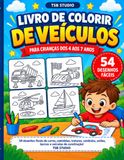 Livro TSB Studio Livro de Colorir de Veículos para Crianças dos 4 aos 7 Anos