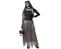 Atosa Grijs bruidskostuum voor volwassenen, dames, lichaam, geest, horrorkostuums voor Halloween, carnaval, themafeesten, inclusief sluier, lange jurk, comfortabel, grappig en origineel, XL