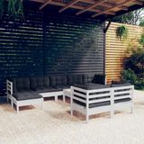 The Living Store Loungeset Grenenhout - 9-Seater - White with Anthracite Cushions