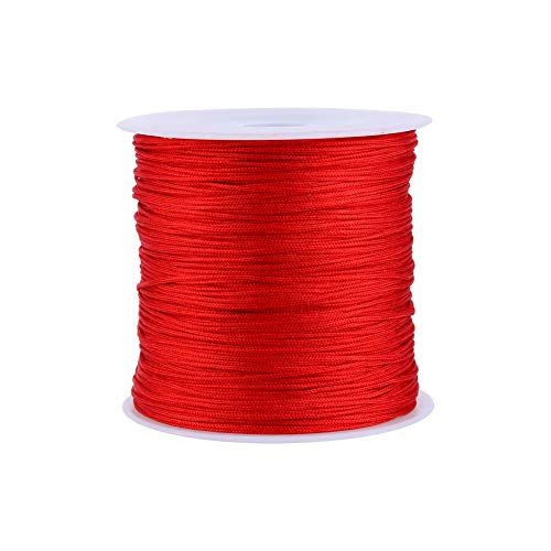 GOTOTOP Chinese Knoop Koord 100M x 0.8mm Nylon Rode Rattail Macrame Shamballa Draad String Sieraden Maken Gereedschap (2.4x2.4x2in)