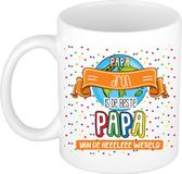 Bellatio Decorations Naam mok papa Aron - wit - de beste - keramiek - 300 ml - Vaderdag - cadeau