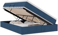 vidaXL Bed met opbergruimte en matras Blauw 140 x 200 cm Polyester